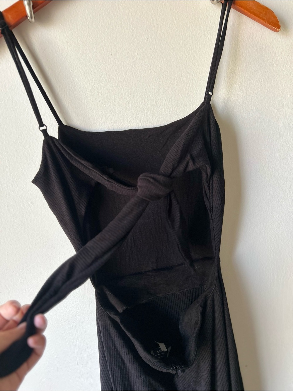 & OTHER STORIES Black Ribbed Midi/Maxi Dress Side Slits Open Back Size 2 - Picture 8 of 9